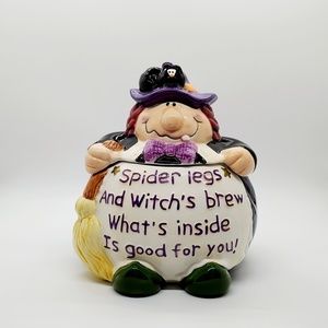 Halloween Witch Cookie Jar Spider Legs Brew Ganz